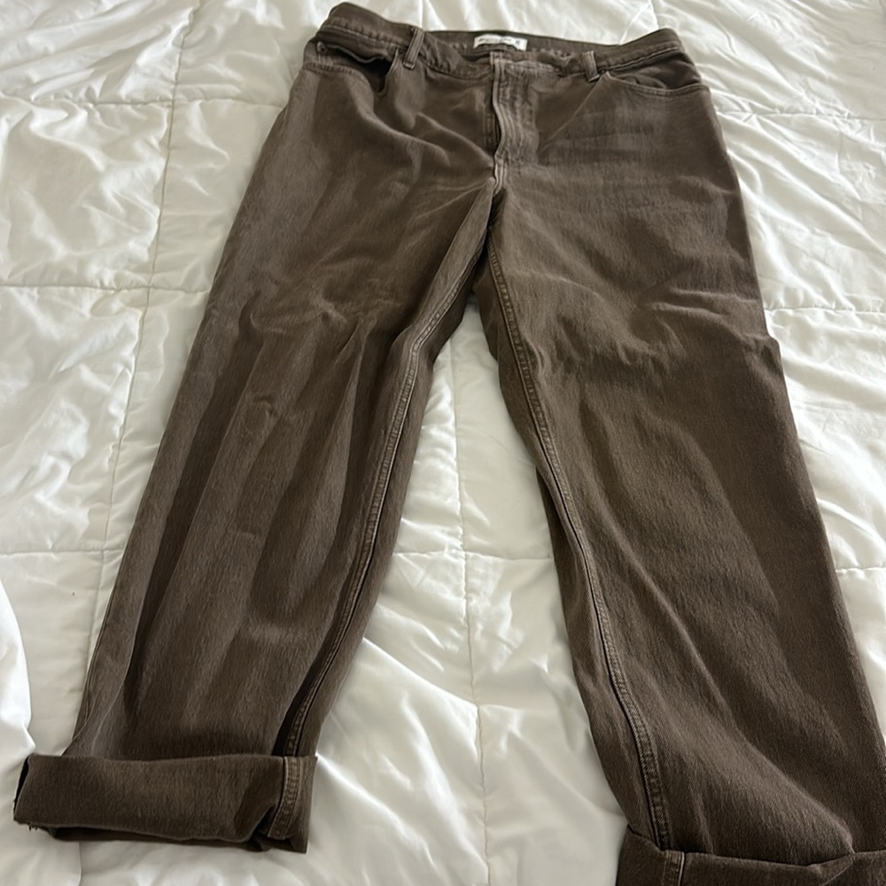 Abercrombie & Fitch, 90’s straight ultra high rise jean, BROWN - Picture 2 of 3